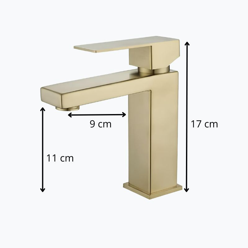 Robinet lavabo mitigeur en inox finition or brossé  Le Mitigeur