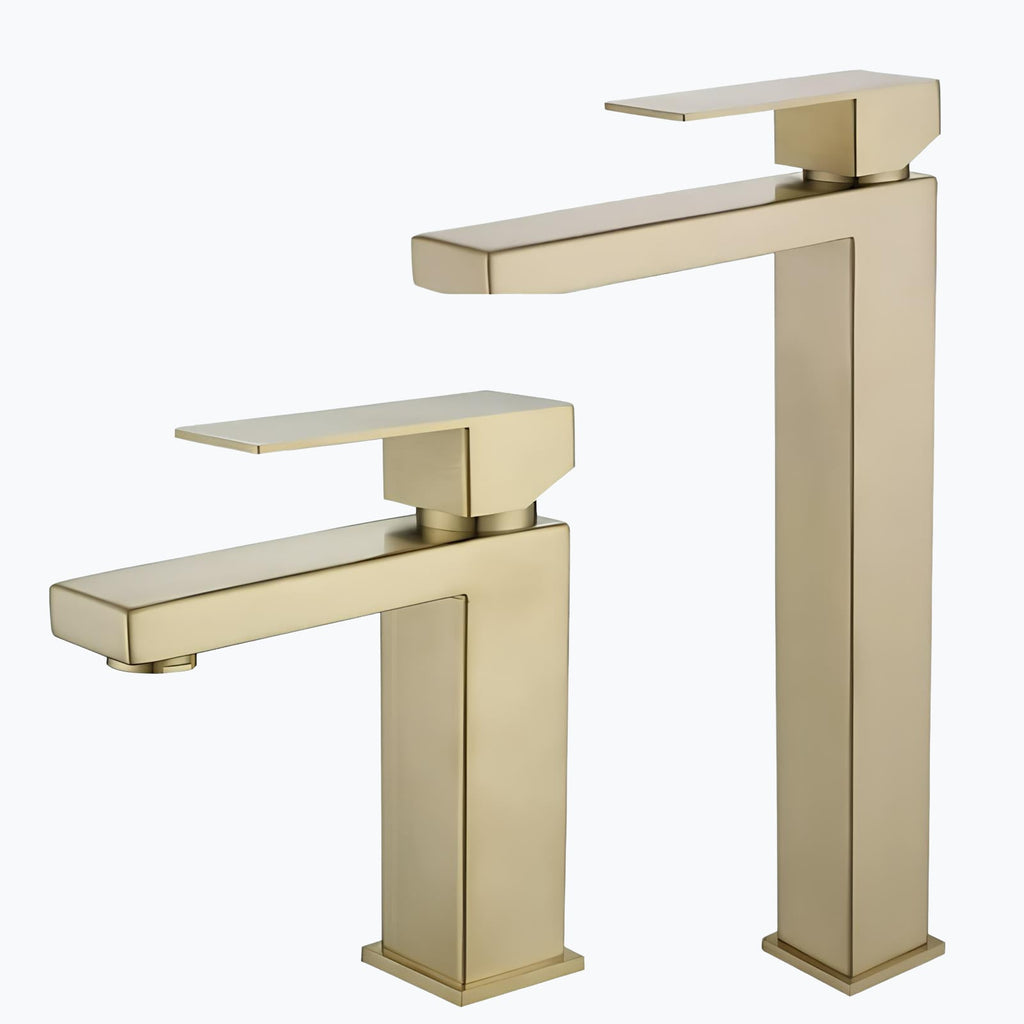 Robinet lavabo mitigeur en inox finition or brossé  Le Mitigeur