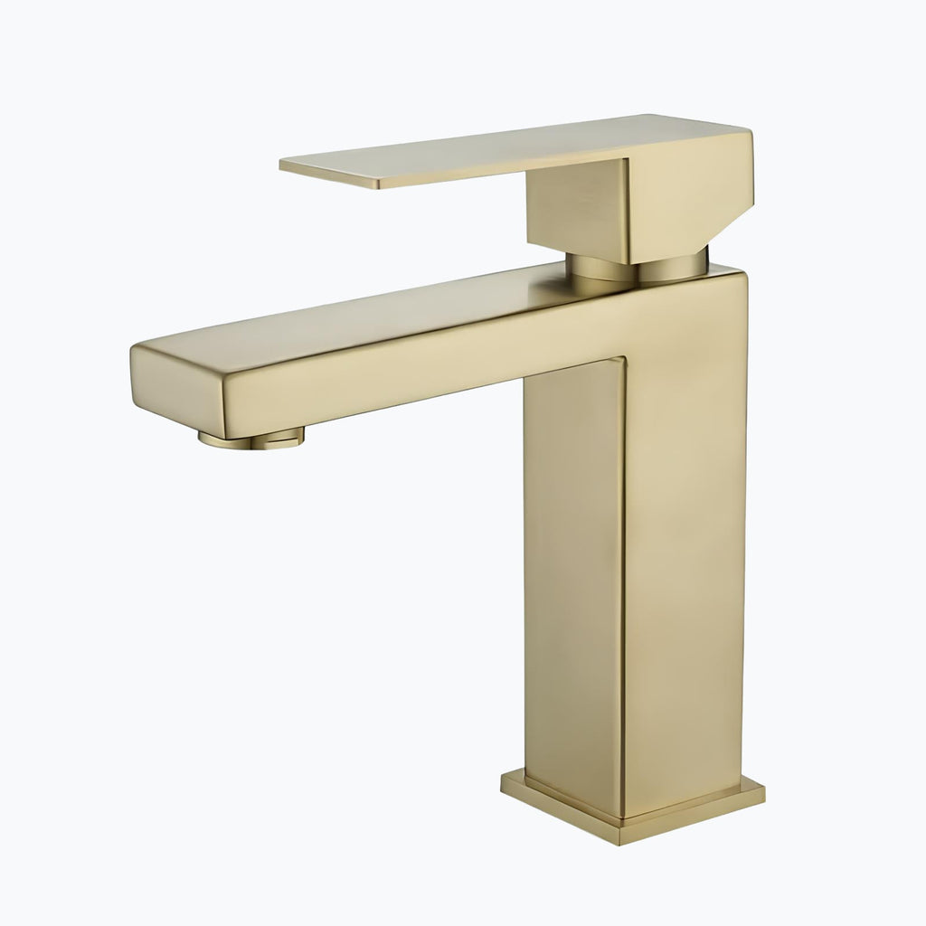 Robinet lavabo mitigeur en inox finition or brossé  Le Mitigeur