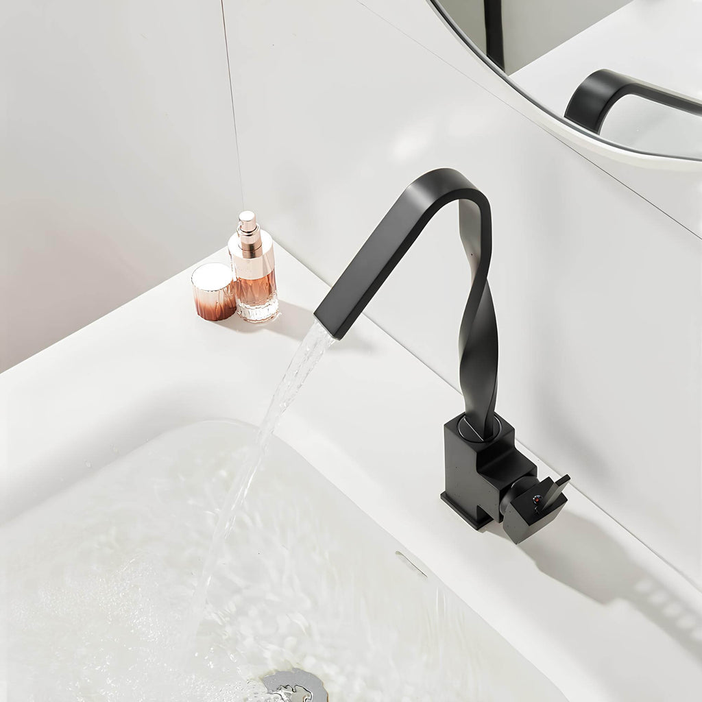 Robinet lavabo mitigeur en laiton – bec rotatif 360°, design contemporain  Le Mitigeur