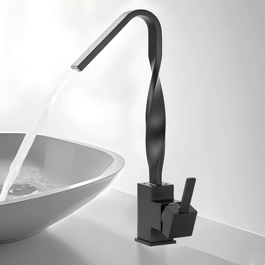Robinet lavabo mitigeur en laiton – bec rotatif 360°, design contemporain  Le Mitigeur