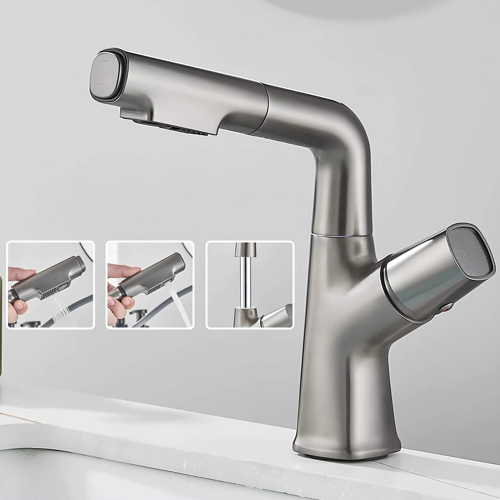 Robinet lavabo orientable avec douchette  Le Mitigeur