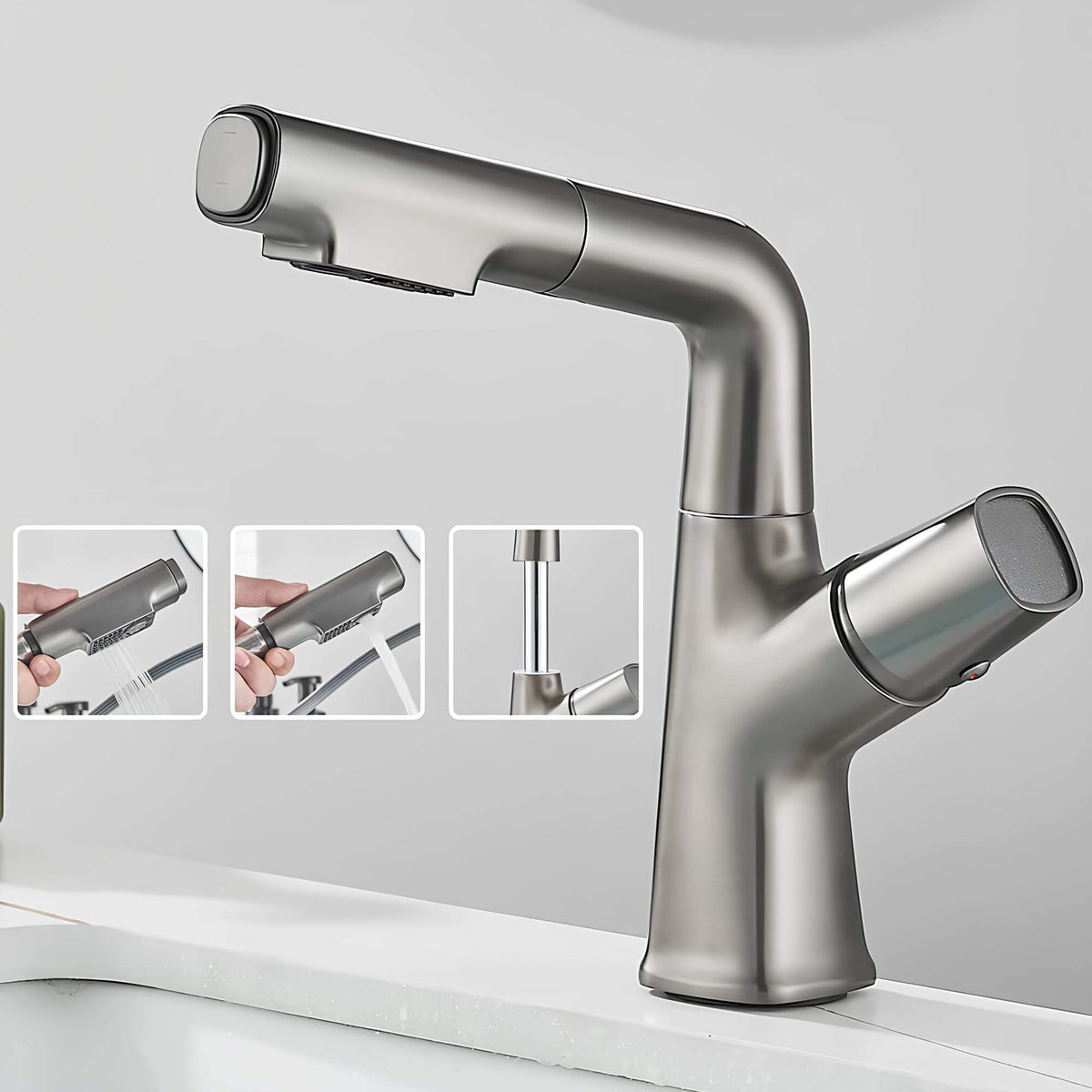 Robinet lavabo orientable avec douchette  Le Mitigeur