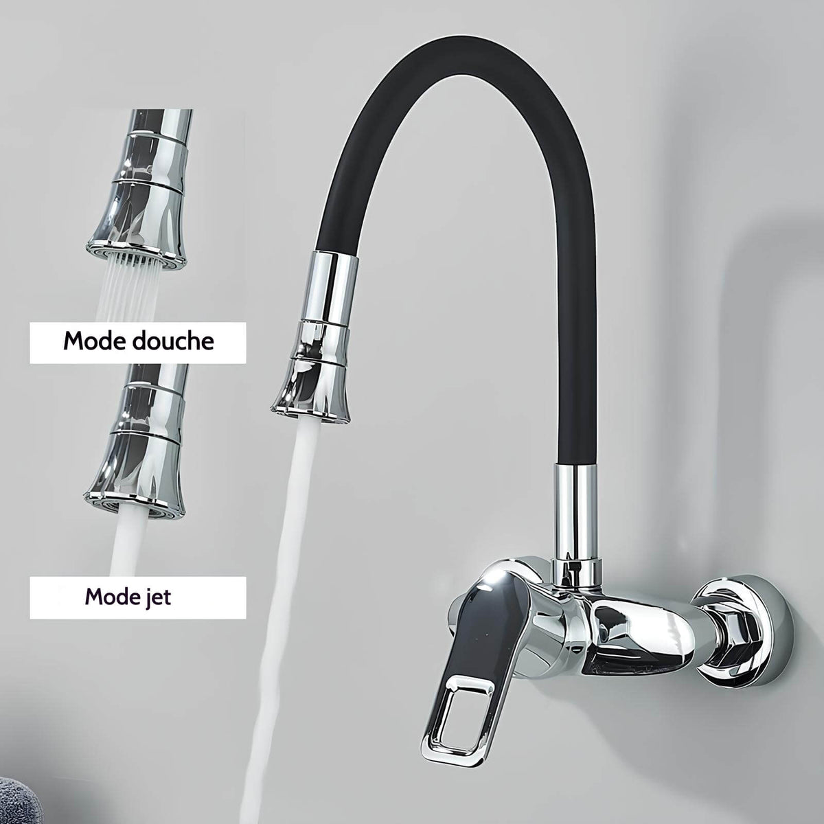Robinet mural cuisine – mitigeur pliable avec bec orientable 360°  Le Mitigeur