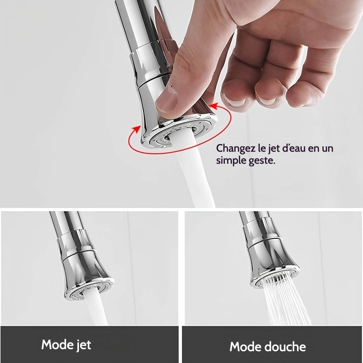Robinet mural cuisine – mitigeur pliable avec bec orientable 360°  Le Mitigeur